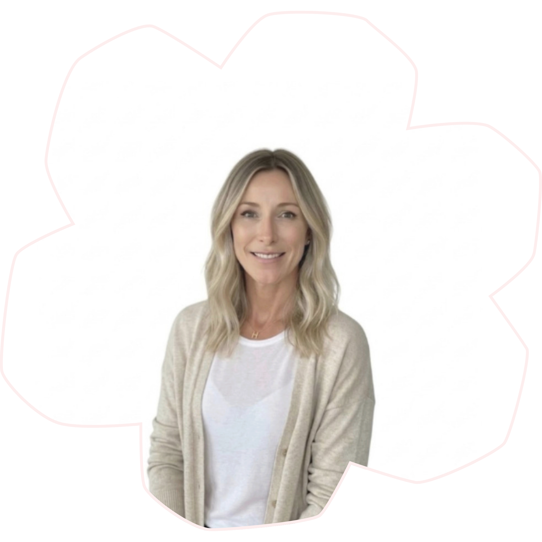 Vicki in a flower shaped photo frame